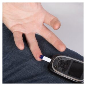 a person checking their blood sugar