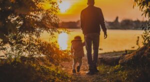 parent and child walking