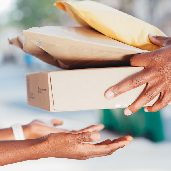 handing packages over