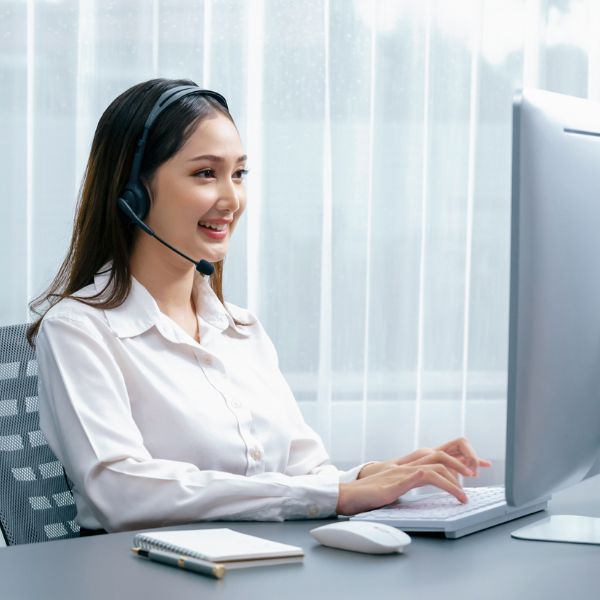 customer service representative smiling