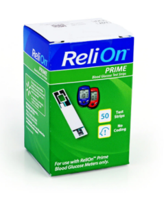 Box of ReliOn Prime Blood Glucose Test Strips 50 Count | Expires 12/2024 Test Strips