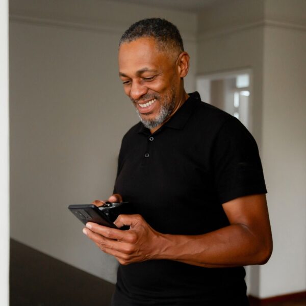 guy looking at phone