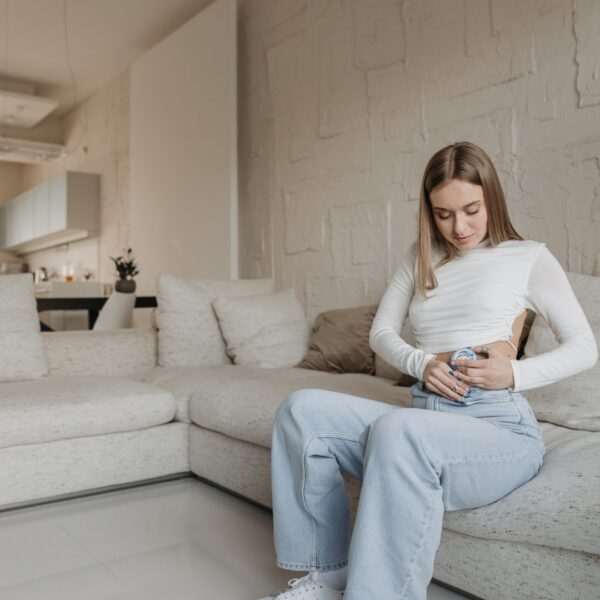 Woman setting up her insulin pump
