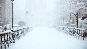 Snowy bridge